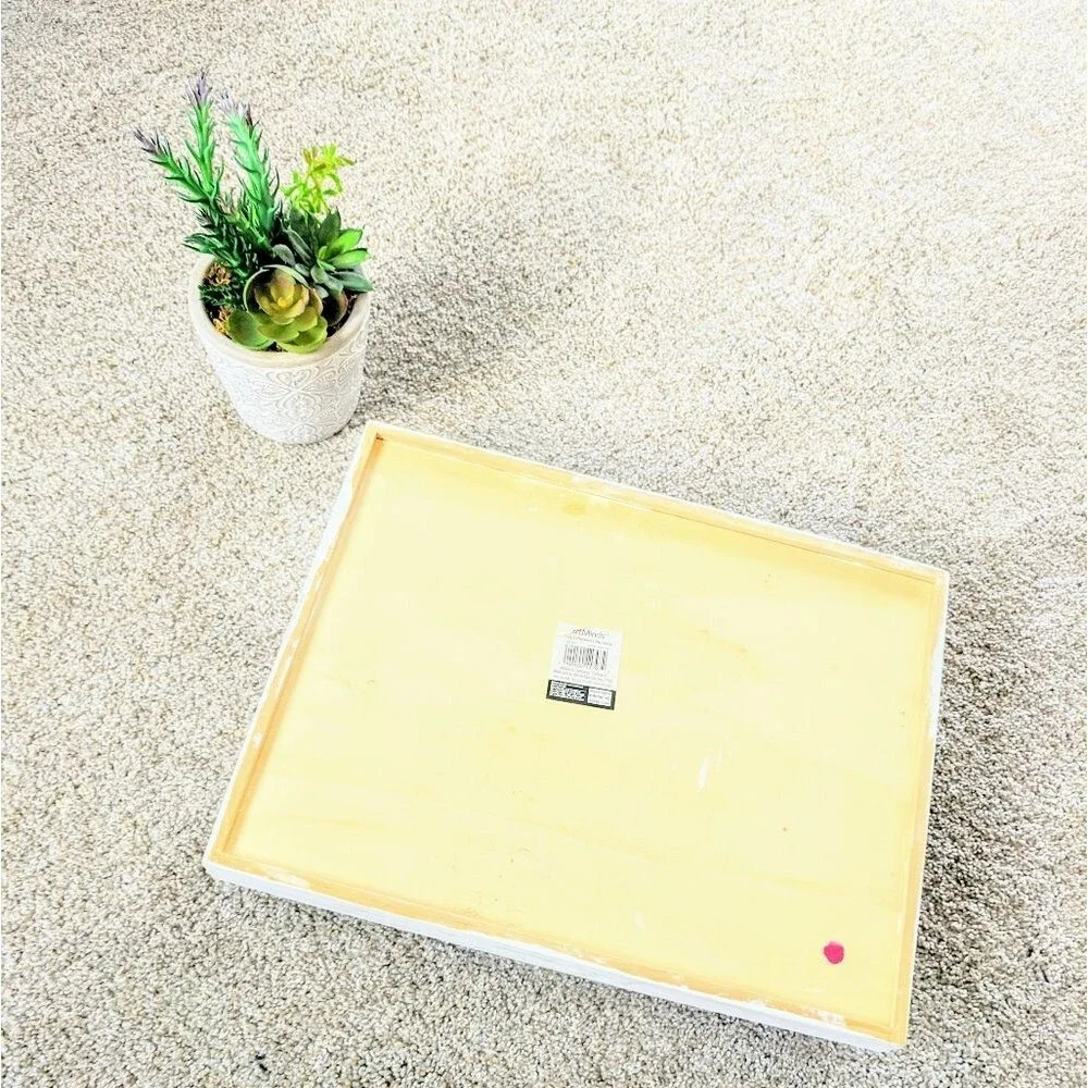 Burlap Insert Tray Farmhouse White Decor Chic Serving Ottoman Jute Quiet Luxury
